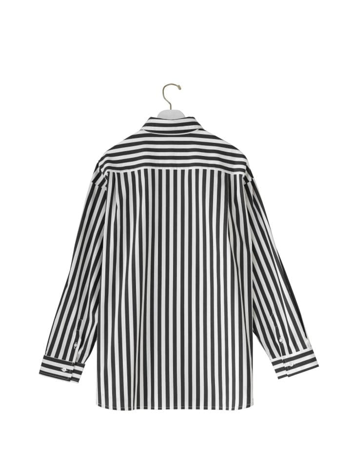 Paper Moon - Korean Women Fashion - #momslook -   Striped Pattern Oversized Button Down Shirt  - 3