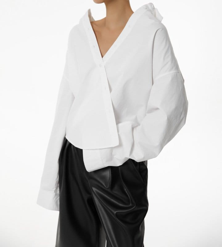 Paper Moon - Korean Women Fashion - #pursuepretty - Swing Collar C Button Down Shirt  - 2