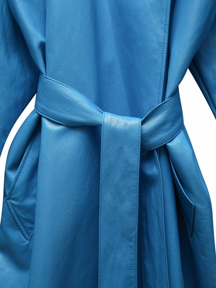 Paper Moon - Korean Women Fashion - #shopsmall - padded shoulder oversized vegan leather maxi trench coat - 8