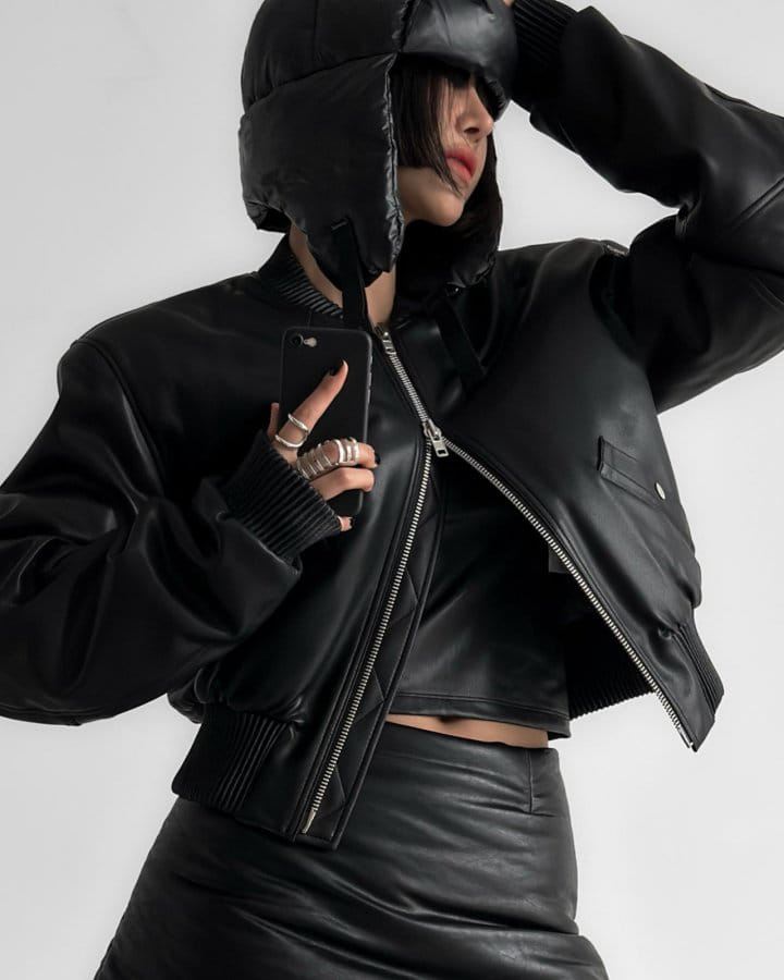 Paper Moon - Korean Women Fashion - #shopsmall - vegan leather cropped bomber jacket - 2