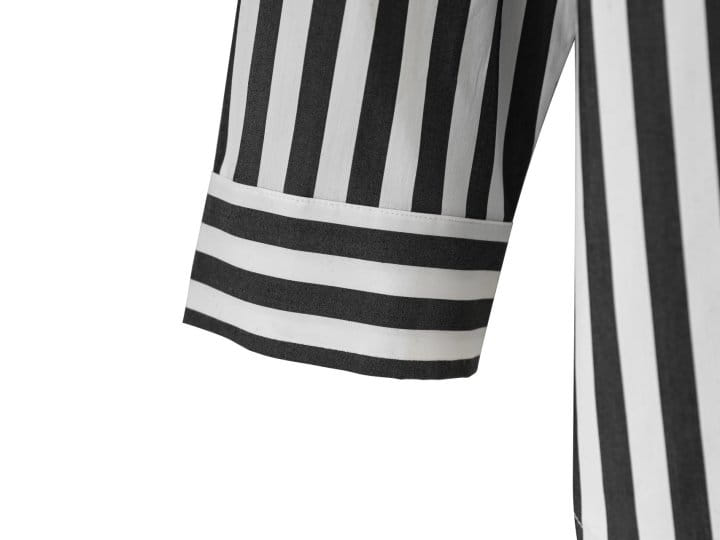 Paper Moon - Korean Women Fashion - #shopsmall -   Striped Pattern Oversized Button Down Shirt  - 10