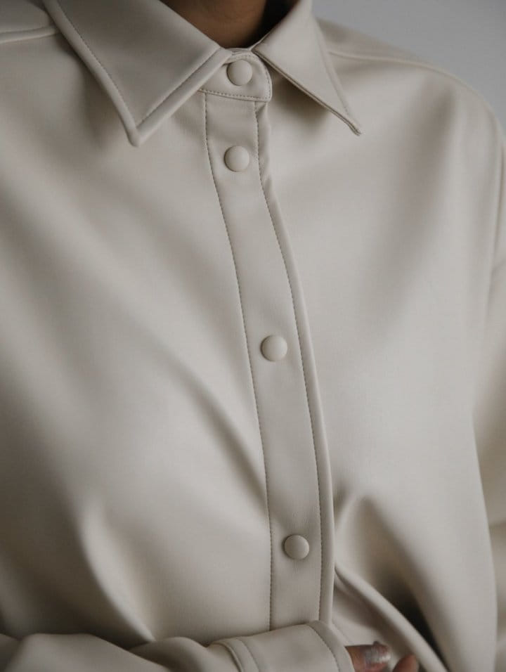 Paper Moon - Korean Women Fashion - #thatsdarling - classic oversized vegan leather button down shirt - 2