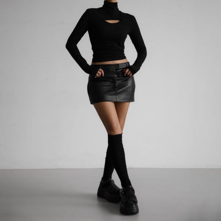 Paper Moon - Korean Women Fashion - #shopsmall -  Double Low Waist Vegan L Mini Skirt - 4
