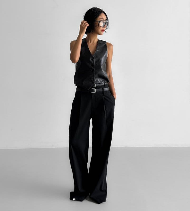 Paper Moon - Korean Women Fashion - #thatsdarling - double waisted pin - tuck wide trousers - 4