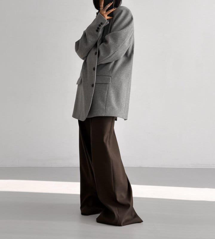 Paper Moon - Korean Women Fashion - #vintageinspired - oversized wool flannel three button blazer