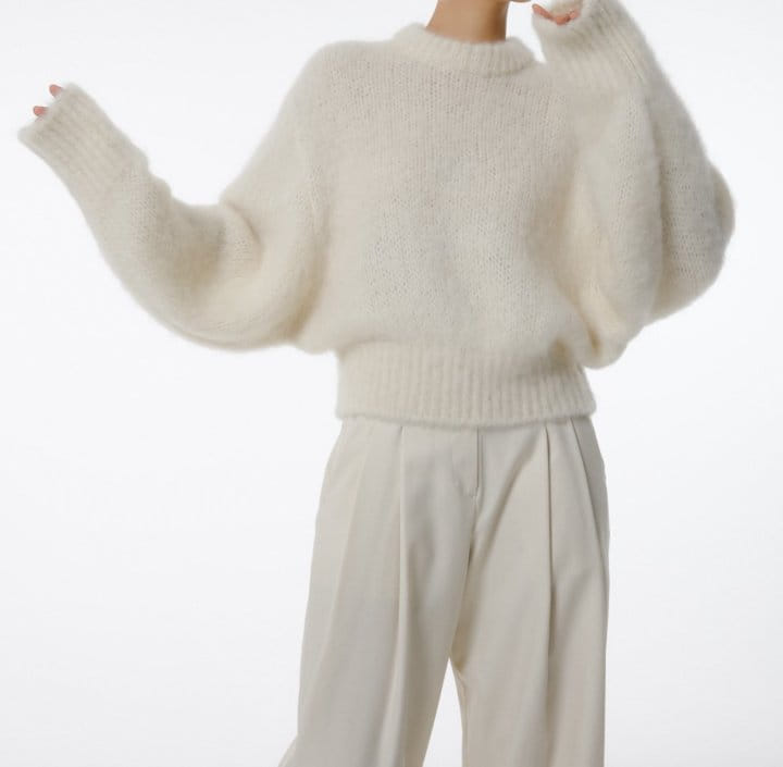 Paper Moon - Korean Women Fashion - #momslook - brushed hair alpaca kid balloon knit top - 4