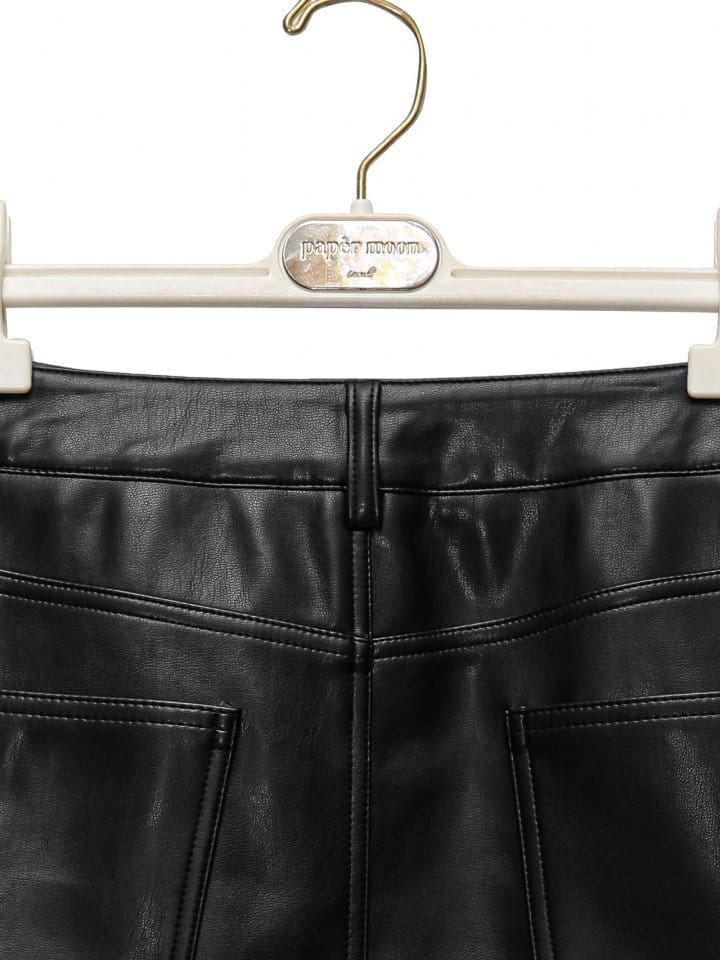 Paper Moon - Korean Women Fashion - #womensfashion - eyelet strap detail vegan leather mini skirt - 10
