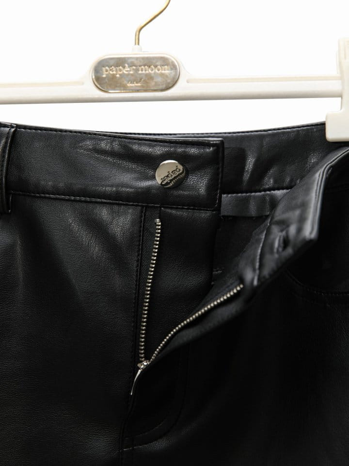 Paper Moon - Korean Women Fashion - #womensfashion - eyelet strap detail vegan leather mini skirt - 8