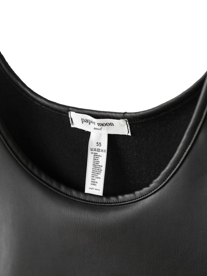 Paper Moon - Korean Women Fashion - #womensfashion - vegan leather cropped sleeveless tank top - 6