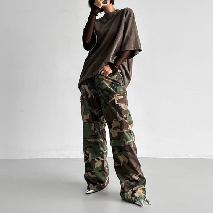 Paper Moon - Korean Women Fashion - #womensfashion - washed camouflage pattern pocket detail cargo trousers
