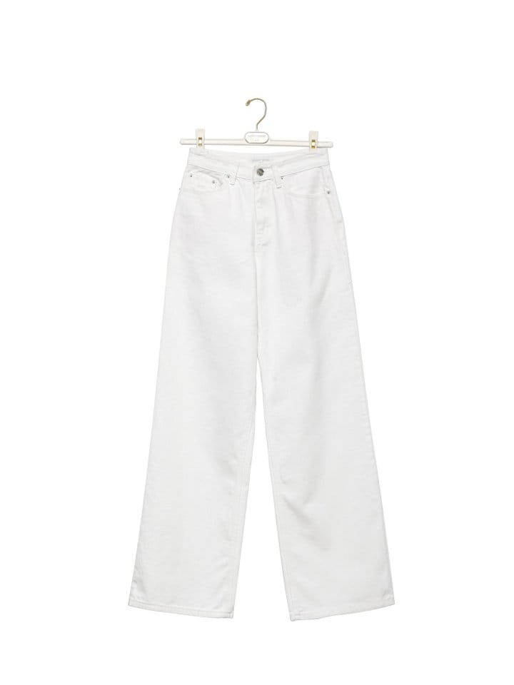Paper Moon - Korean Women Fashion - #momslook - high rise wide leg white denim pants - 4
