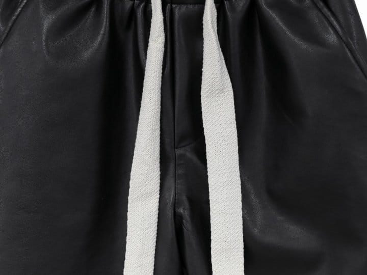 Paper Moon - Korean Women Fashion - #womensfashion -  Drawstring Leather Wide Culottes Trousers  - 10