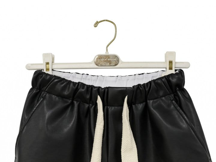 Paper Moon - Korean Women Fashion - #womensfashion -  Drawstring Leather Wide Culottes Trousers  - 8