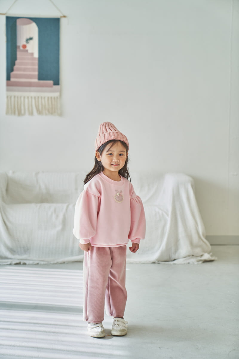 Pepper Mint - Korean Children Fashion - #kidzfashiontrend - Twinkle Bunny Shirring Sweatshirt - 4