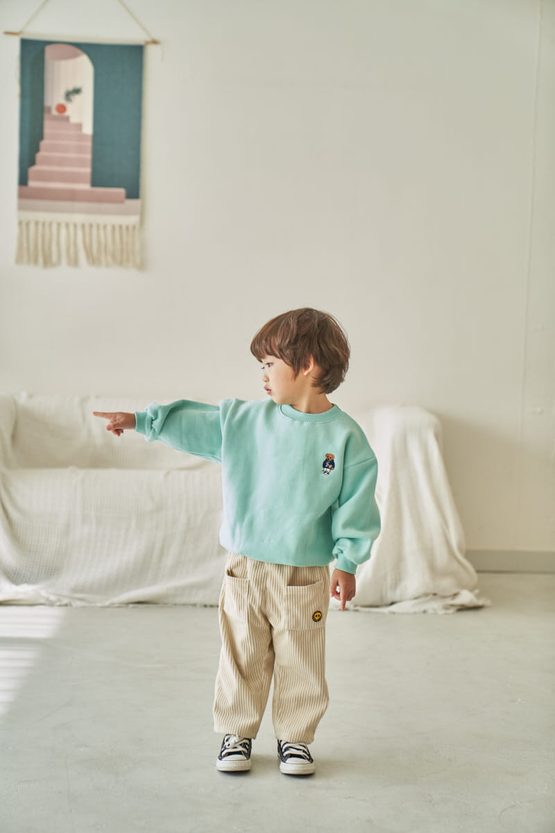 Pepper Mint - Korean Children Fashion - #childofig - Fleece Bear Embroider Sweatshirt - 6