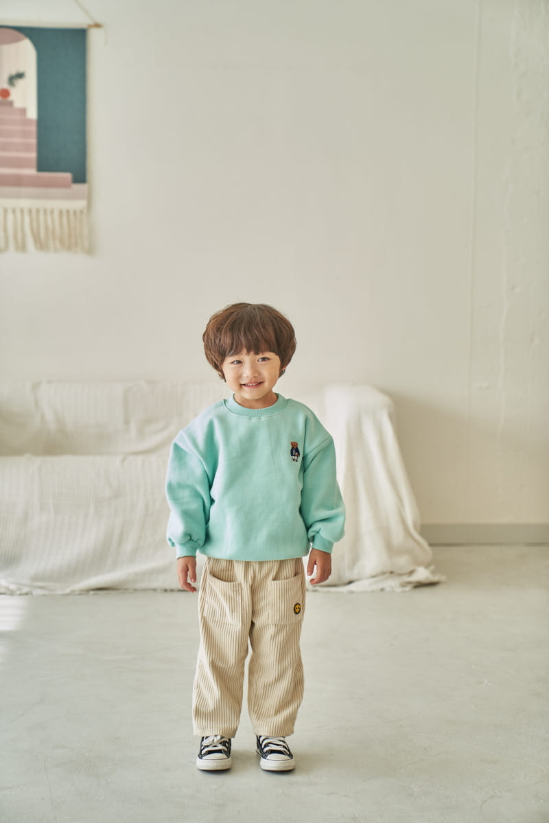 Pepper Mint - Korean Children Fashion - #childofig - Fleece Bear Embroider Sweatshirt - 7