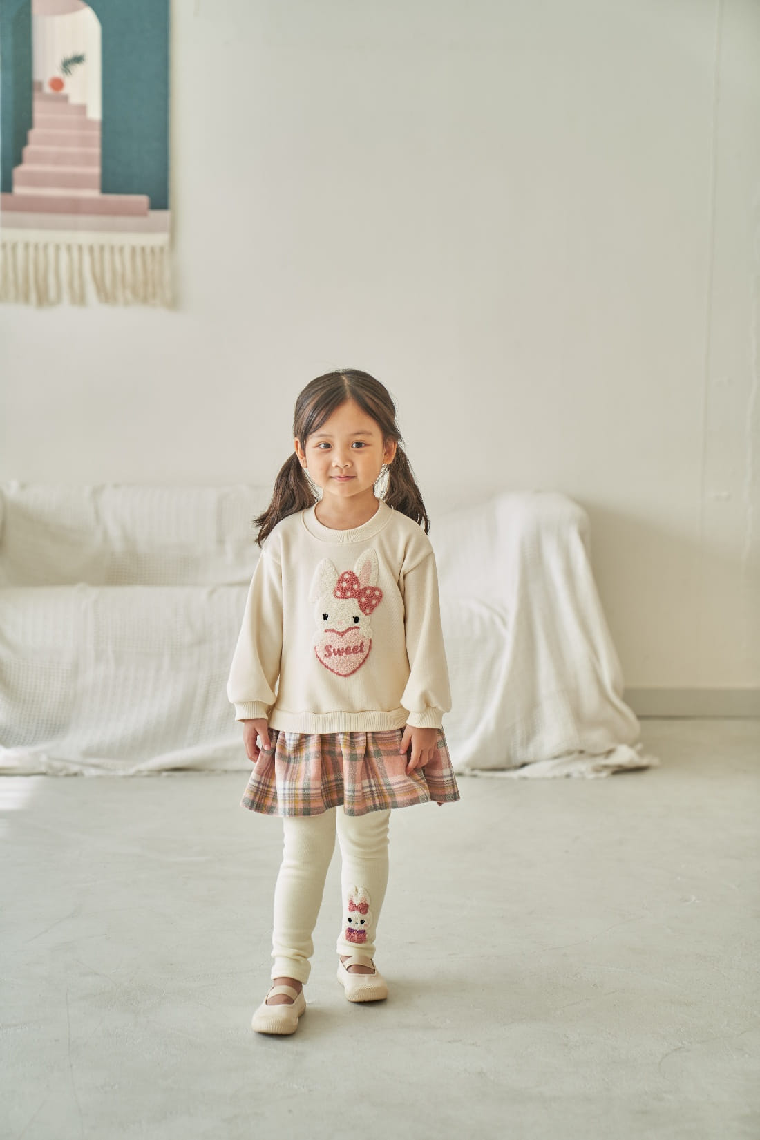 Pepper Mint - Korean Children Fashion - #prettylittlegirls - Check Bunny Long Tee - 4