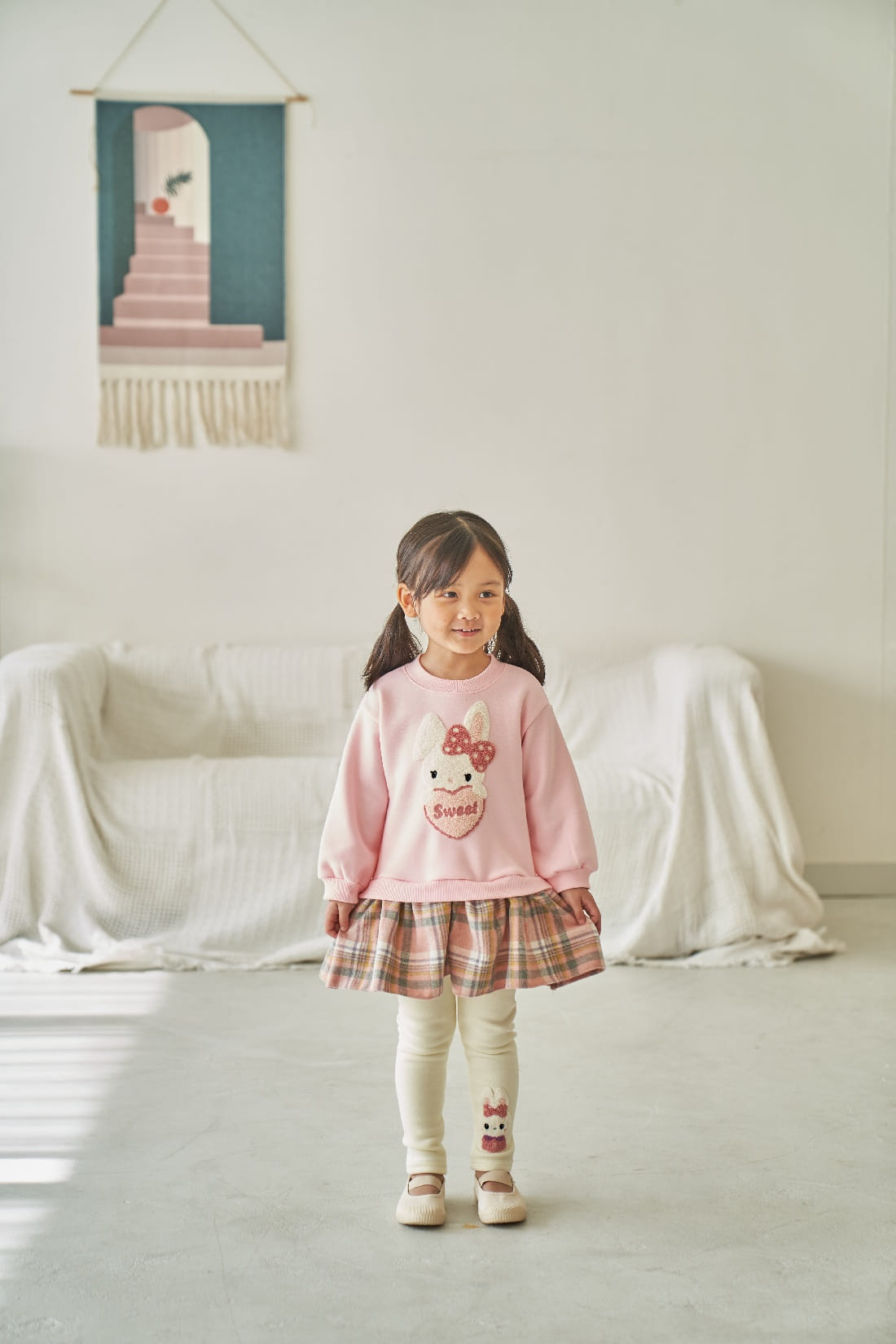 Pepper Mint - Korean Children Fashion - #childofig - Check Bunny Long Tee - 5