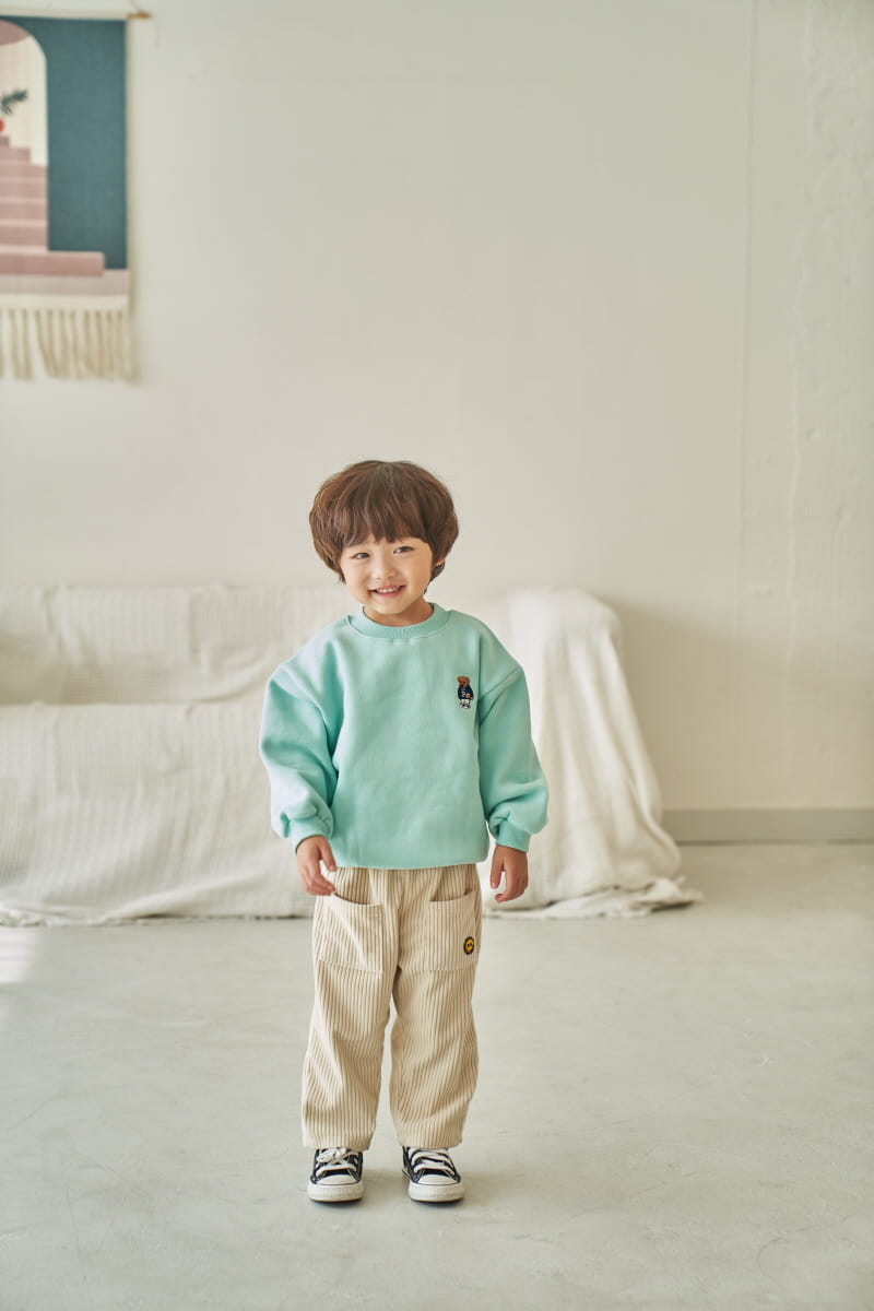 Pepper Mint - Korean Children Fashion - #childrensboutique - Fleece Bear Embroider Sweatshirt - 8