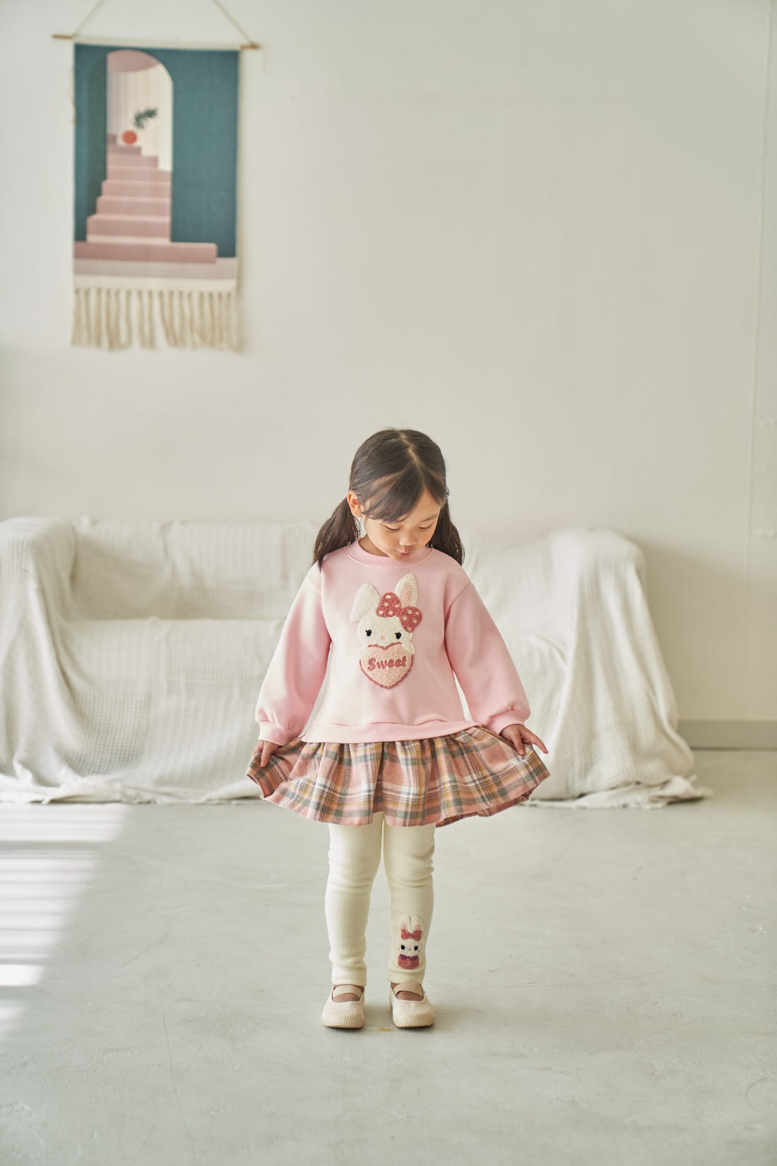 Pepper Mint - Korean Children Fashion - #designkidswear - Check Bunny Long Tee - 7