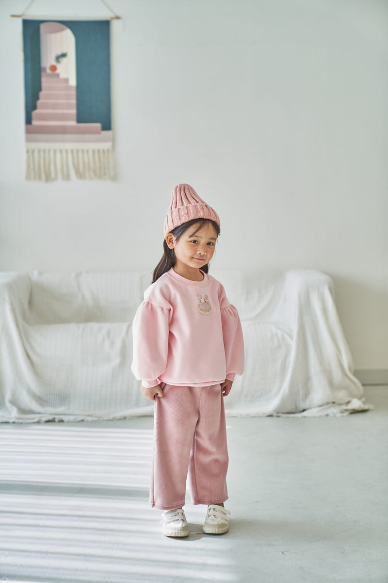 Pepper Mint - Korean Children Fashion - #kidsshorts - Twinkle Bunny Shirring Sweatshirt