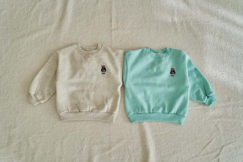 Pepper Mint - Korean Children Fashion - #littlefashionista - Fleece Bear Embroider Sweatshirt - 2