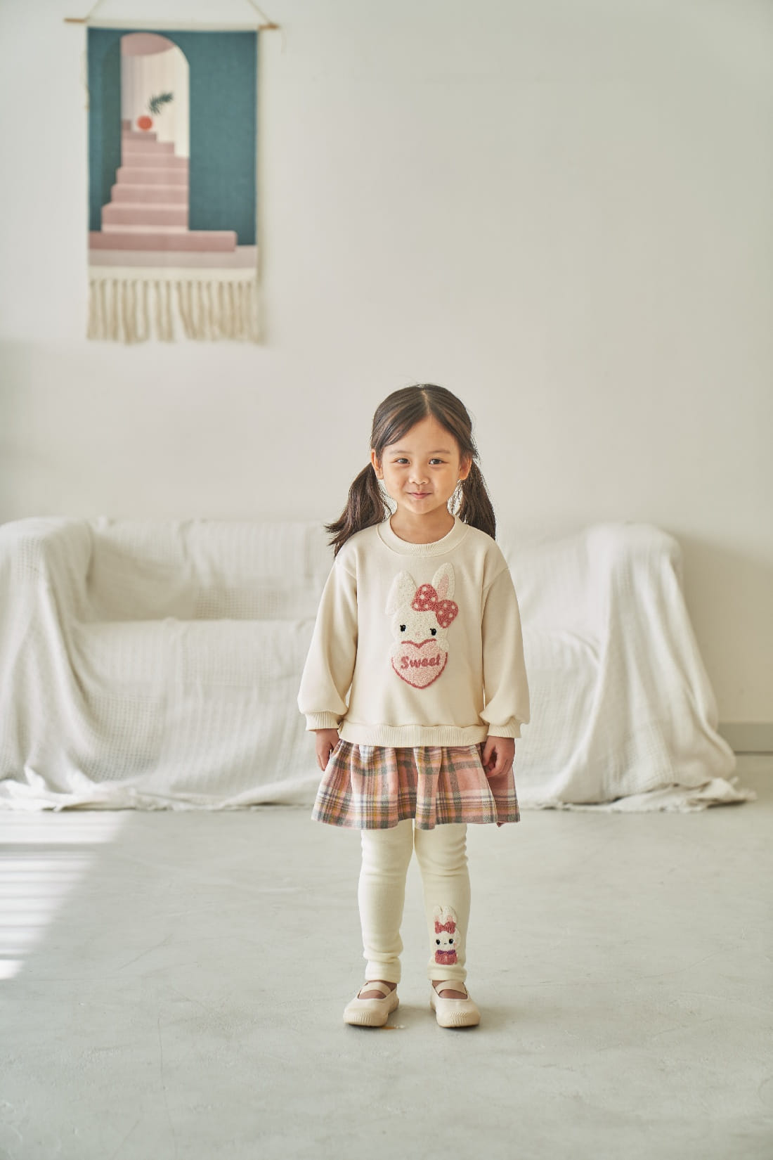 Pepper Mint - Korean Children Fashion - #magicofchildhood - Check Bunny Long Tee