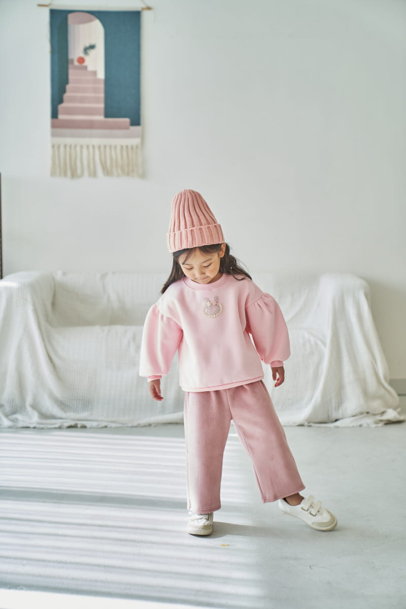 Pepper Mint - Korean Children Fashion - #prettylittlegirls - Twinkle Bunny Shirring Sweatshirt - 8