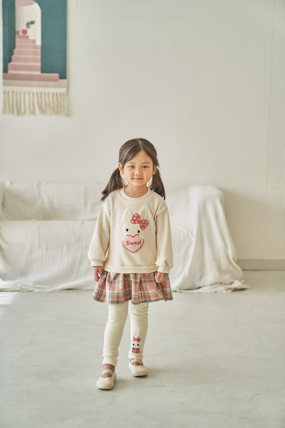 Pepper Mint - Korean Children Fashion - #prettylittlegirls - Check Bunny Long Tee - 3