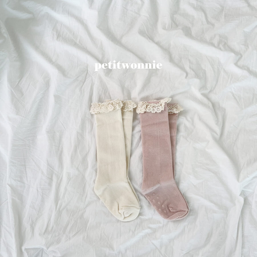Petitwonnie - Korean Baby Fashion - #babyclothing - Torsion Lace Knee Socks - 2