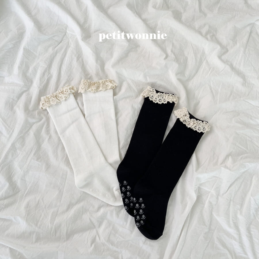 Petitwonnie - Korean Baby Fashion - #babygirlfashion - Torsion Lace Knee Socks - 5