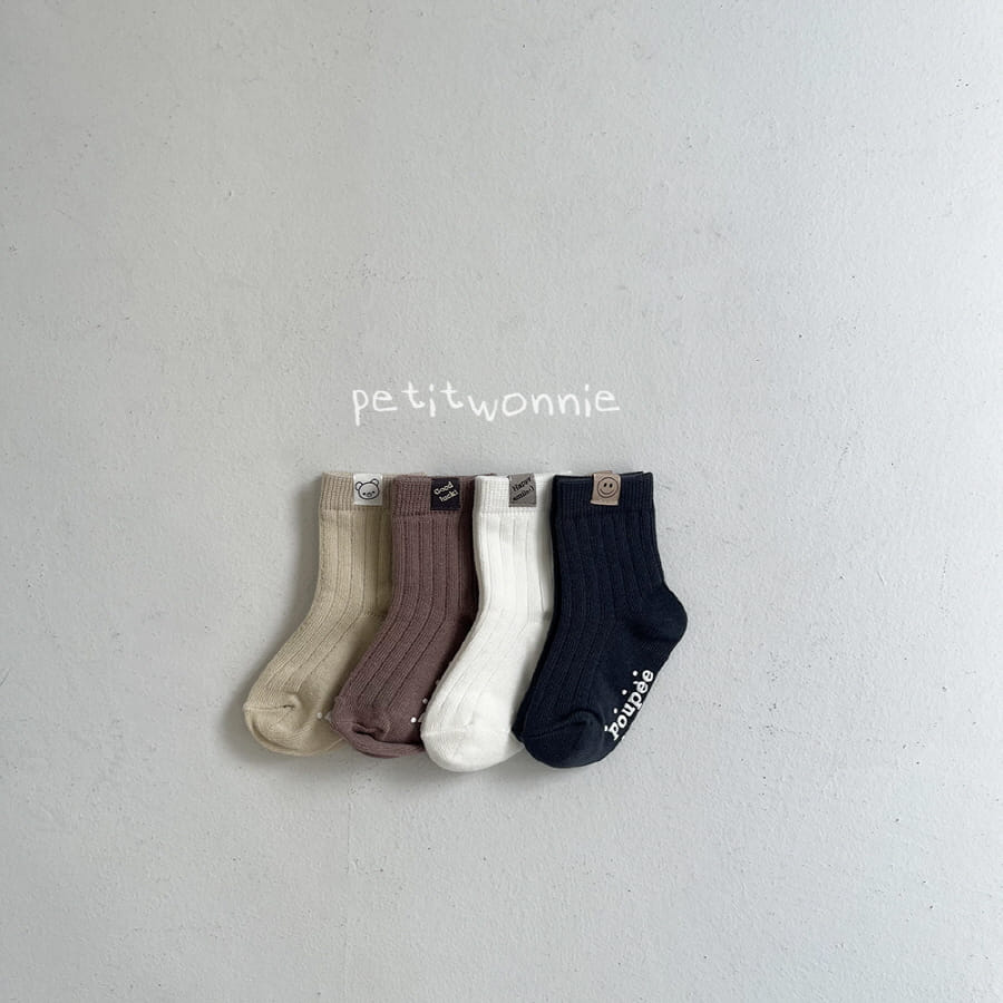 Petitwonnie - Korean Baby Fashion - #babyootd - Label Socks Set - 2