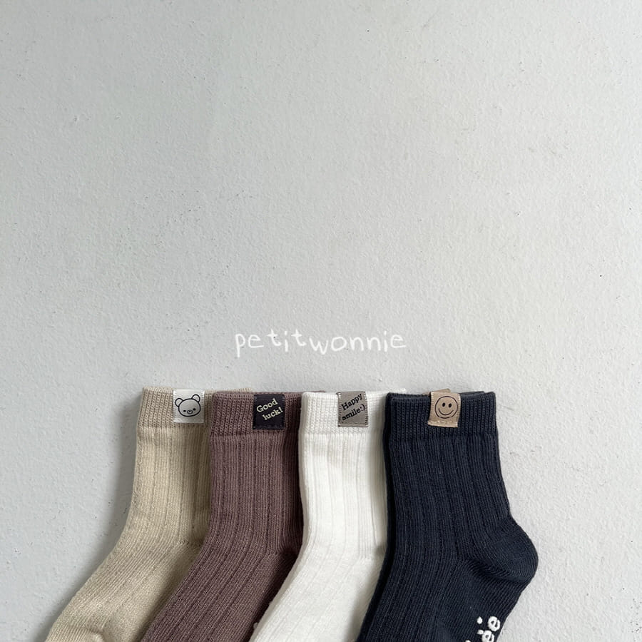 Petitwonnie - Korean Baby Fashion - #babyoutfit - Label Socks Set - 4
