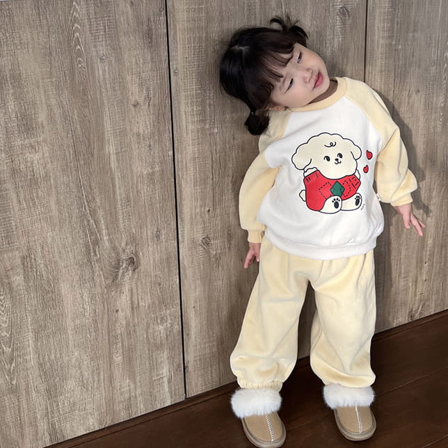 Petitwonnie - Korean Children Fashion - #prettylittlegirls - Raglan Sweater Top Bottom Set - 2