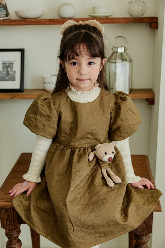 Pink Berry - Korean Children Fashion - #designkidswear - Bear Quilting One-Piece - 9