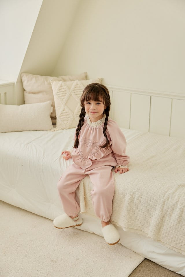 Pink Berry - Korean Children Fashion - #littlefashionista - Lace Top Bottom Set