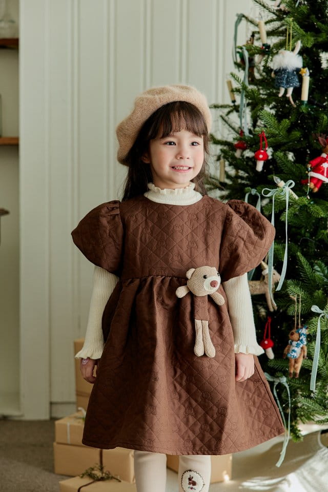 Pink Berry - Korean Children Fashion - #magicofchildhood - Bear Quilting One-Piece