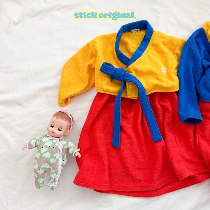 Stick - Korean Baby Fashion - #babygirlfashion - Fleece Hanbok - 2
