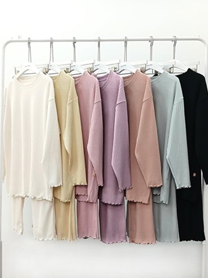 Mom Luxury Rib Top Bottom Set Mom Luxury Rib Top Bottom Set