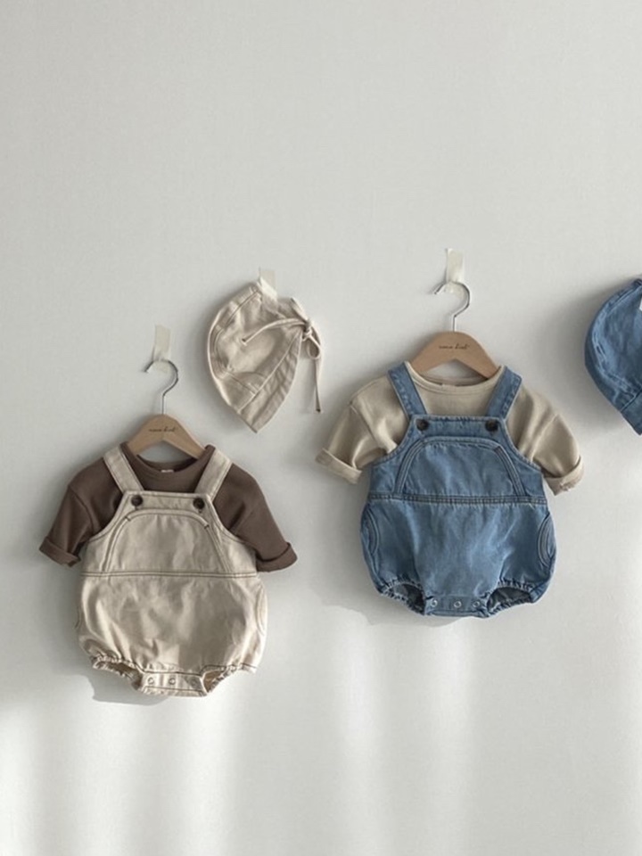 Piping Denim Romper Bonnet Piping Denim Romper Bonnet