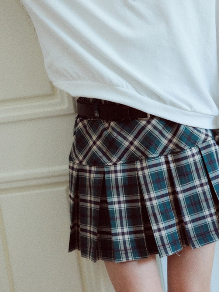Check Belt Skirt