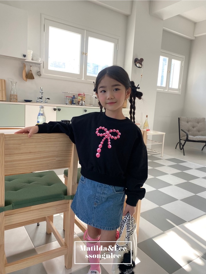 Ribbon Bead Crop Sweatshirt