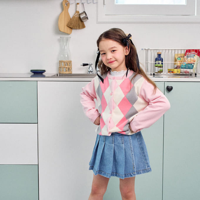 A-Market - Korean Children Fashion - #kidzfashiontrend - Argyle  Cardigan