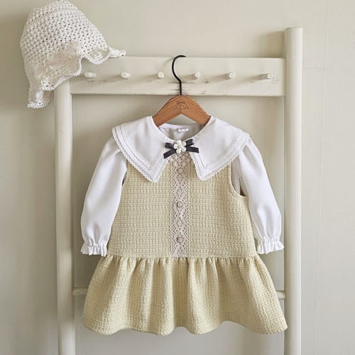 Aida - Korean Children Fashion - #Kfashion4kids - Lemon Tweed One-Piece