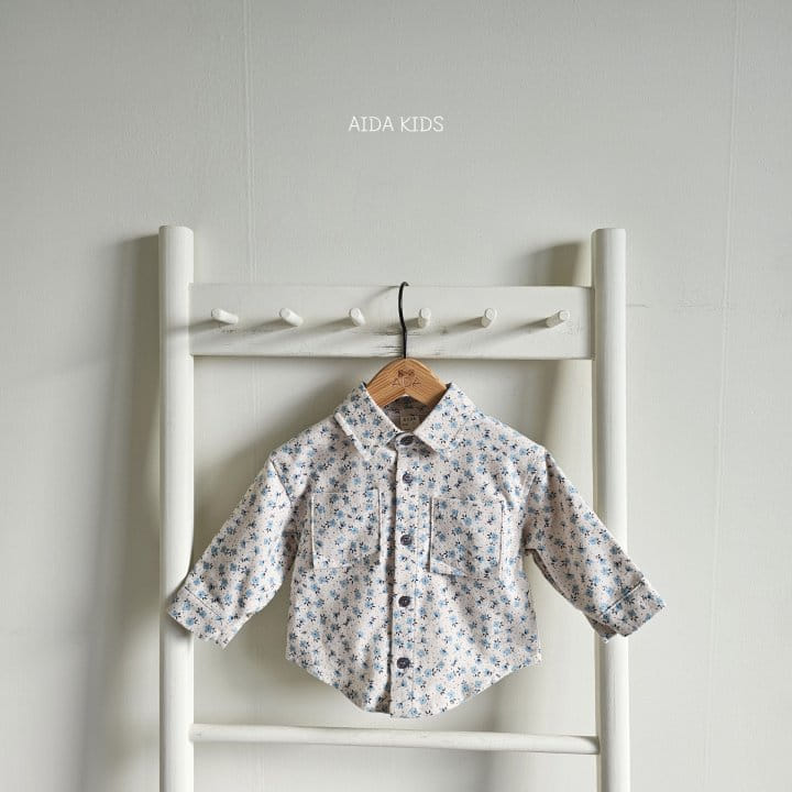 Aida - Korean Children Fashion - #kidzfashiontrend - Blue Pansy Flower Shirt - 4
