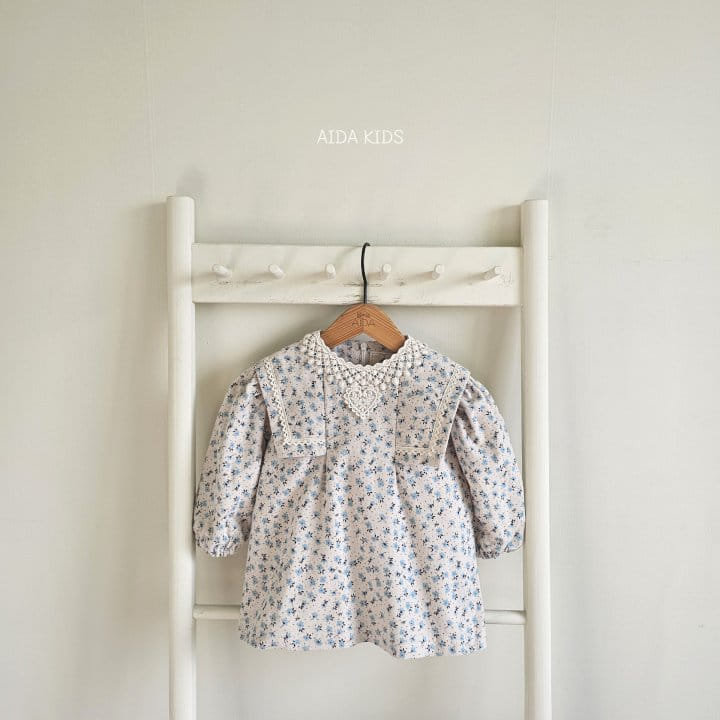 Aida - Korean Children Fashion - #kidsstore - Blue Pansy Flower One-Piece - 3