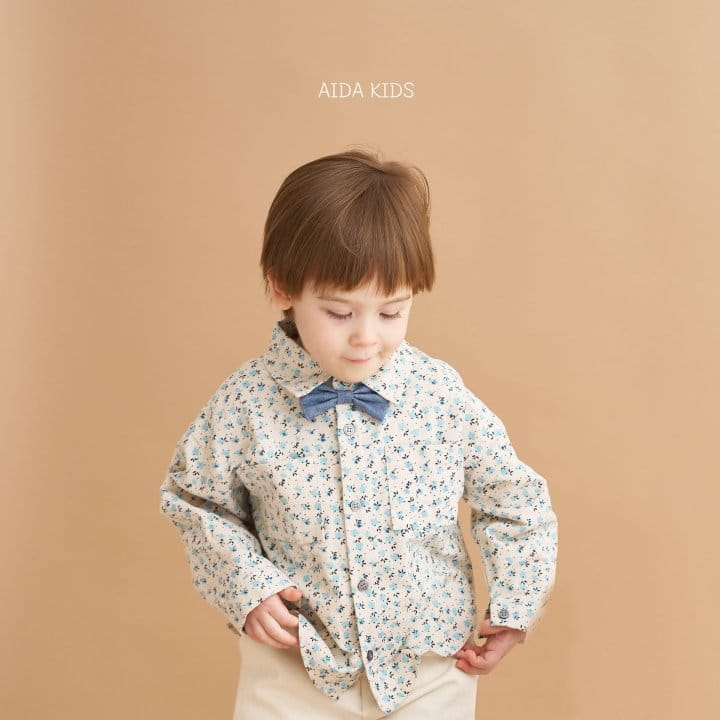 Aida - Korean Children Fashion - #kidsstore - Blue Pansy Flower Shirt - 2