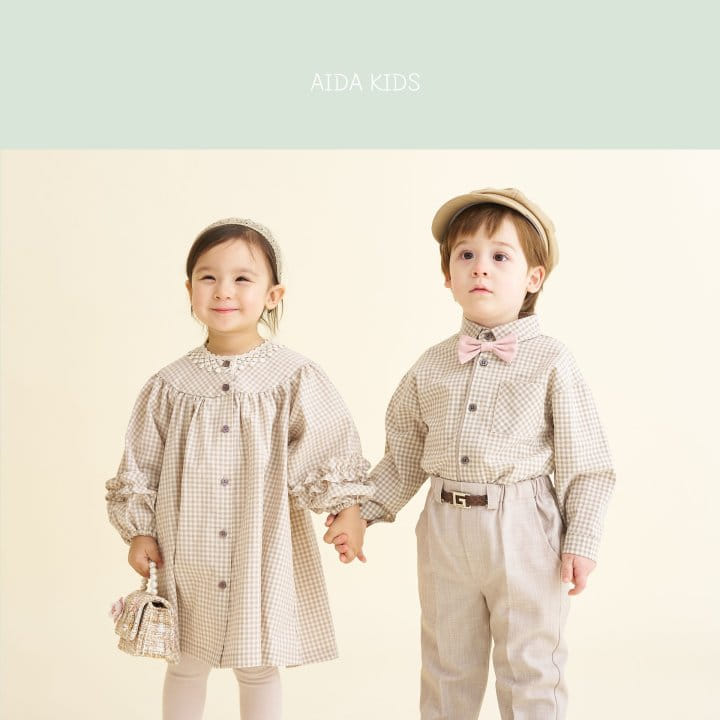 Aida - Korean Children Fashion - #kidzfashiontrend - New Check Frill One-Piece