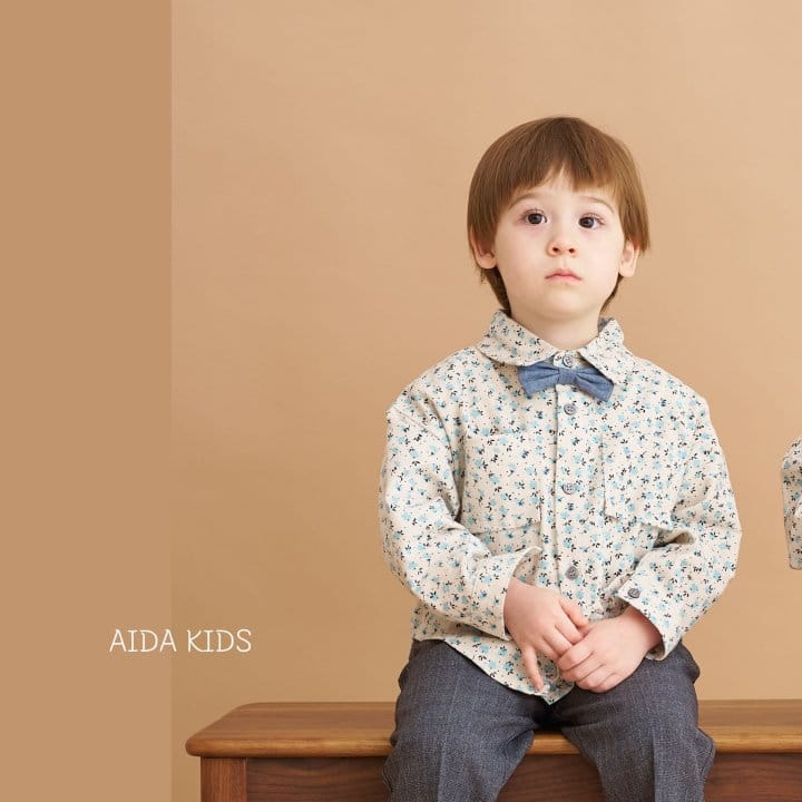 Aida - Korean Children Fashion - #kidzfashiontrend - Blue Pansy Flower Shirt - 3