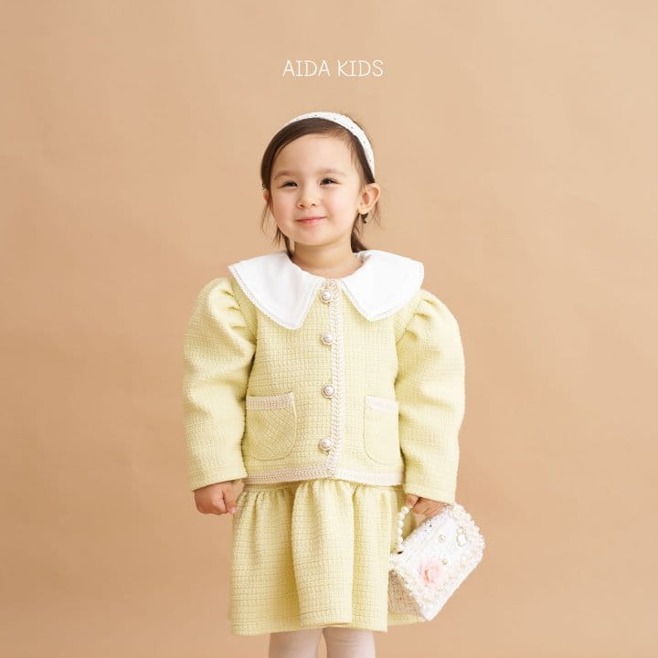 Aida - Korean Children Fashion - #littlefashionista - Lemon Tweed Jacket 